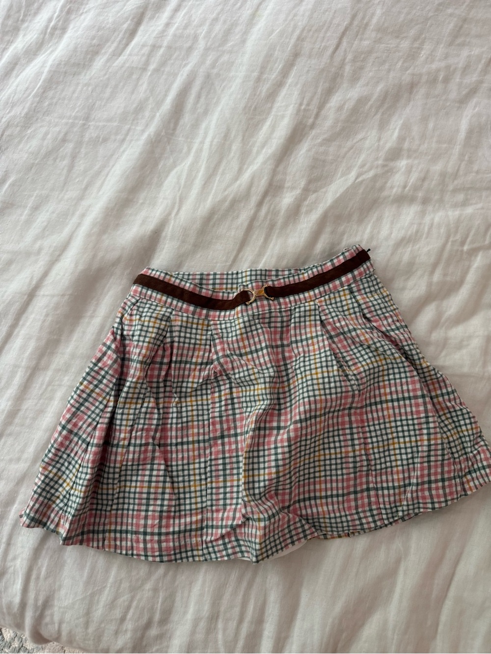 Janie and Jack Pink Plaid Belted Skort